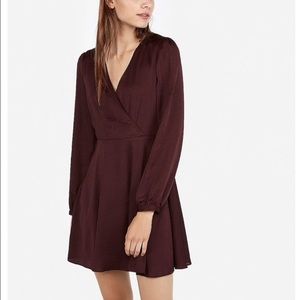 Express Long Sleeve Mini Dress Burgundy Size XS